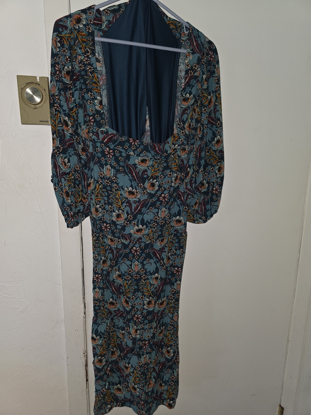Floral Teal Long Sleeve Maxi Dress